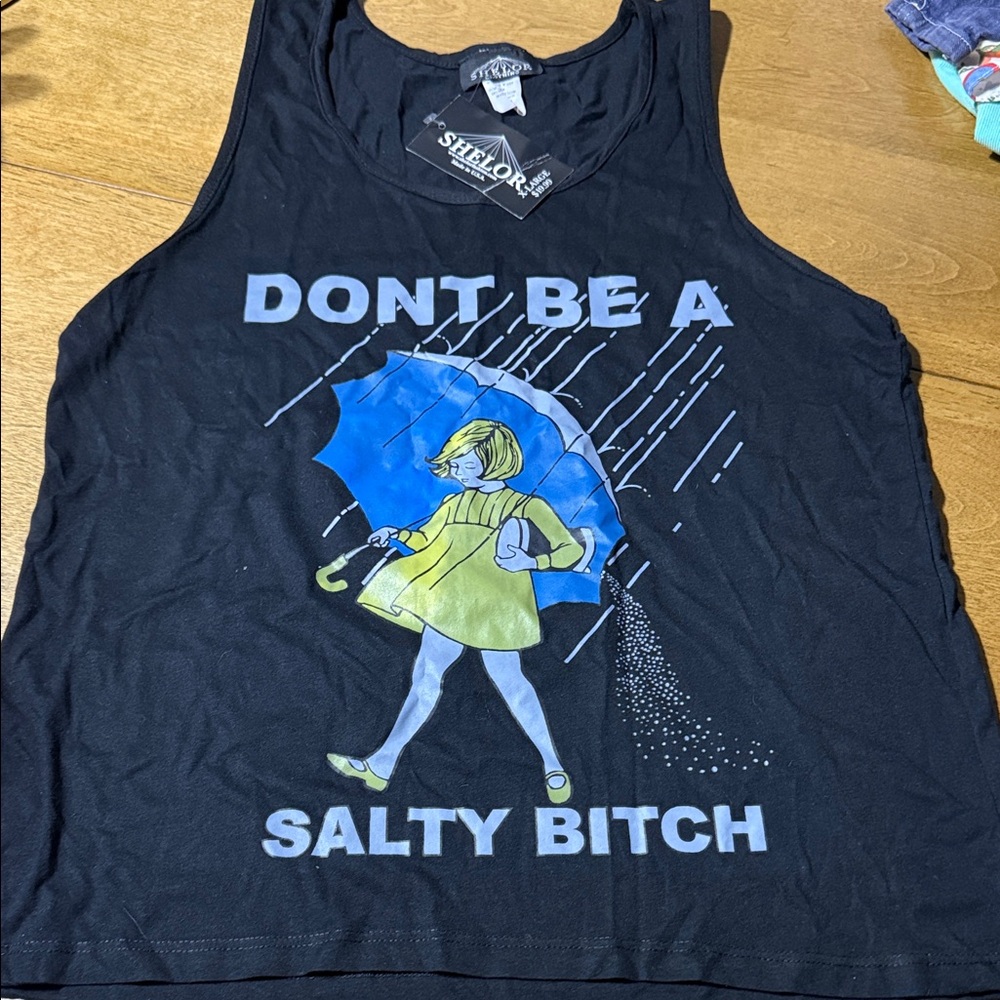 SAYLOR Black Tank Top with Blue and Yellow Graphic